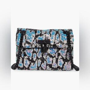 Kurt Geiger London Leopard Pattern Sequined Mini Brixton Shoulder Bag NWT